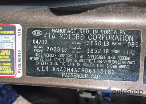 2013 Kia Rio Ex z USA, uszkodzony, nr VIN KNADN4A39D6115182